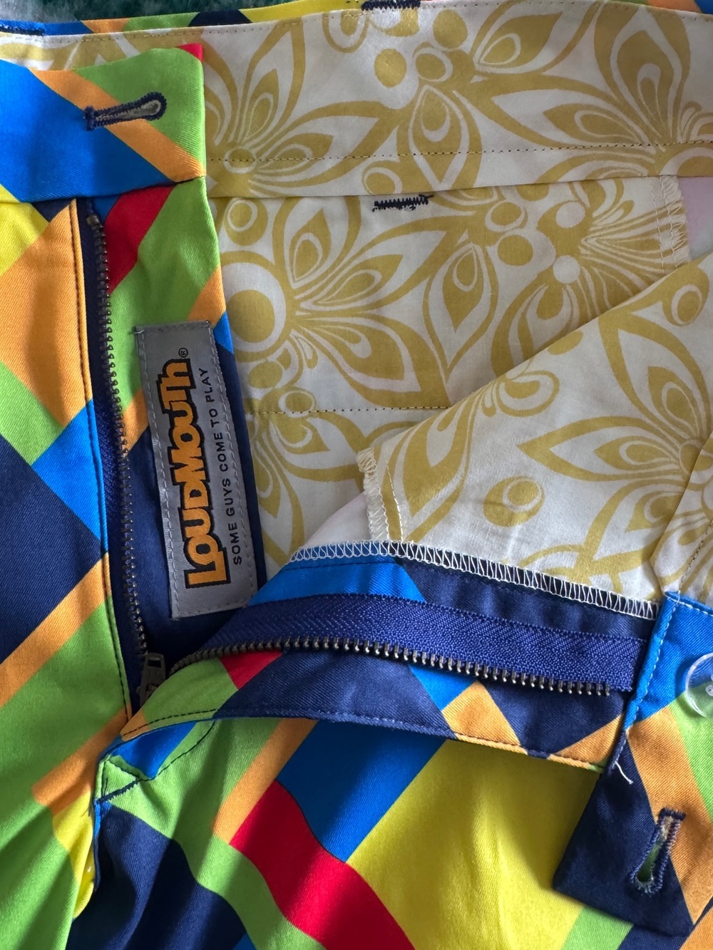 Loudmouth Golf Stained Glass Shorts Men’s size 32 Geometric Chino - Picture 6 of 9
